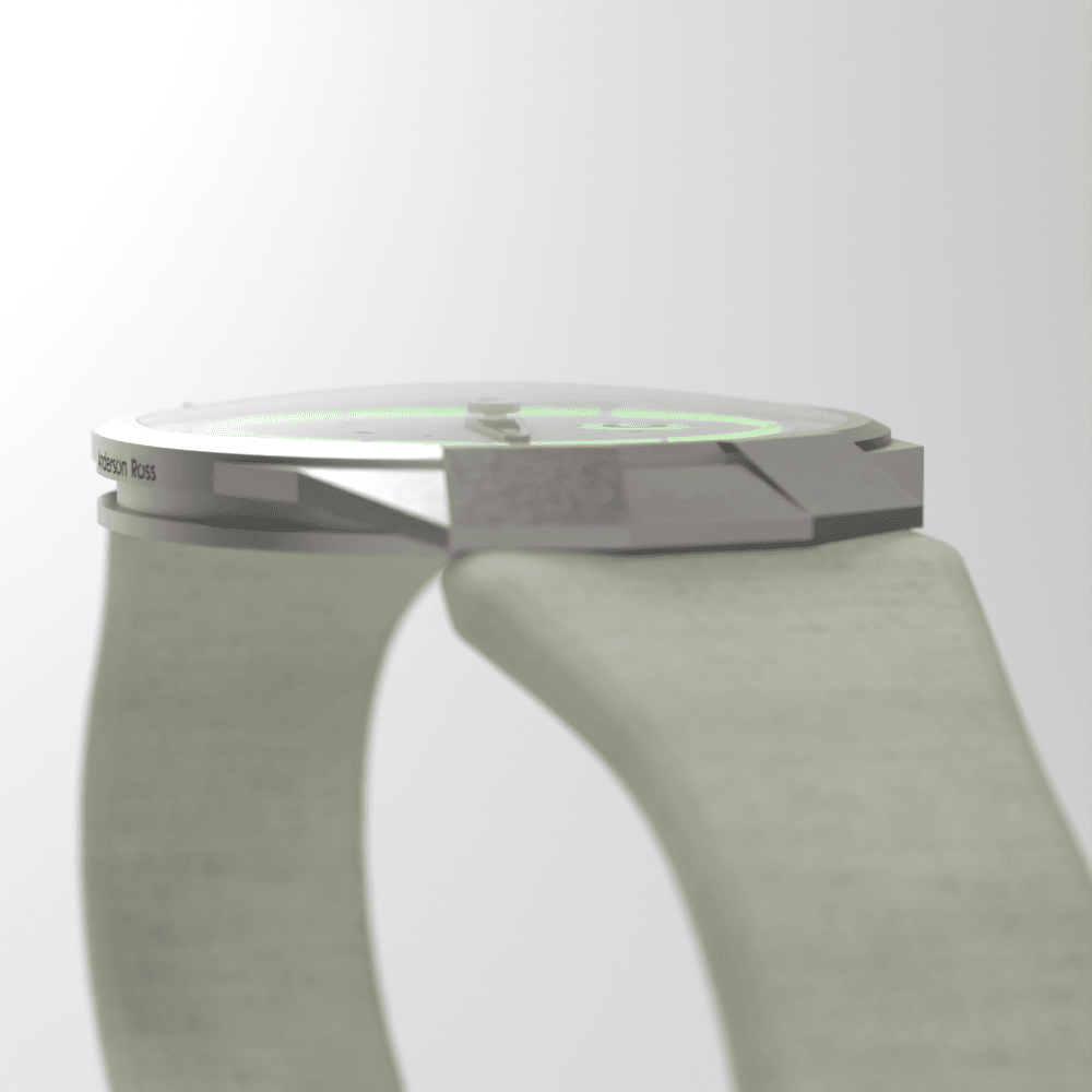 Profile view of the Debut showing its faceted, sculpted case.
